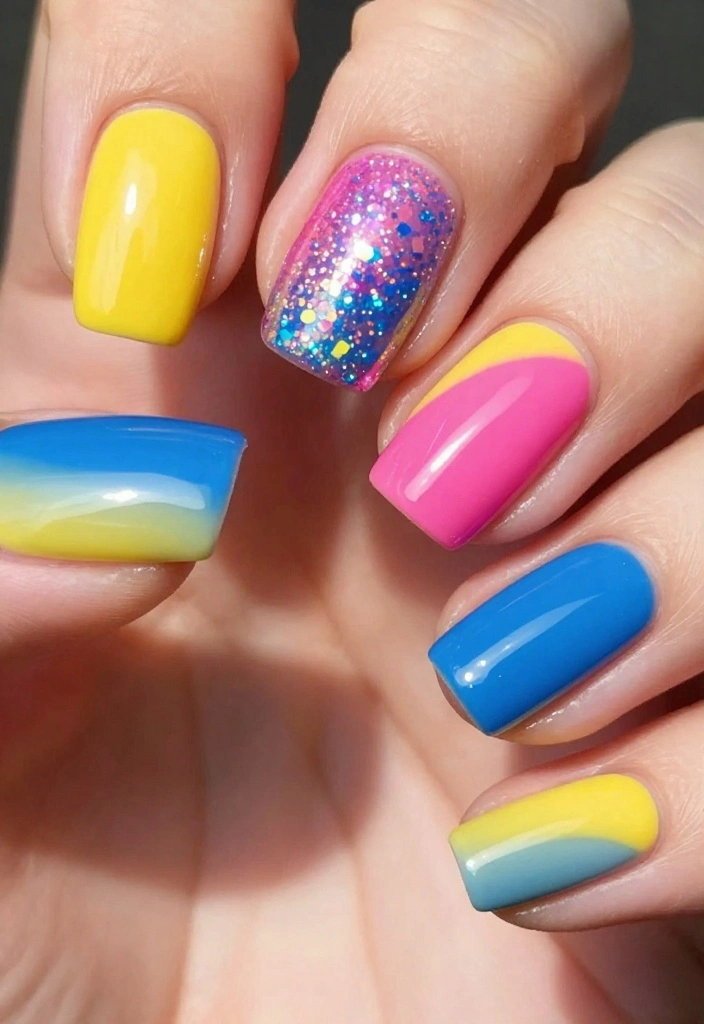 15 Mind-Blowing Holographic Nail Ideas That Will Turn Heads! - 8. Color-Blocking with Holographic Flair 1