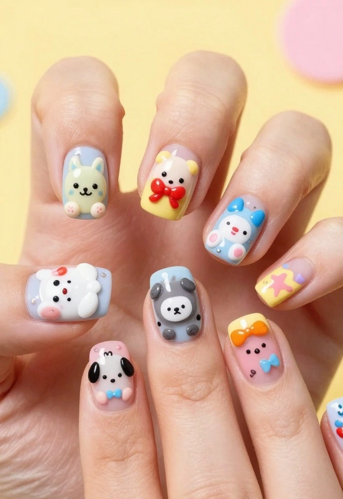 15 Must-Try Glue On Nail Trends That Will Elevate Your Style Instantly! - 12. Whimsical Characters 1