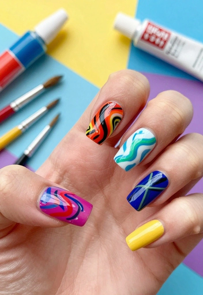 15 Must-Try Glue On Nail Trends That Will Elevate Your Style Instantly! - 14. Artistic Brush Strokes 1