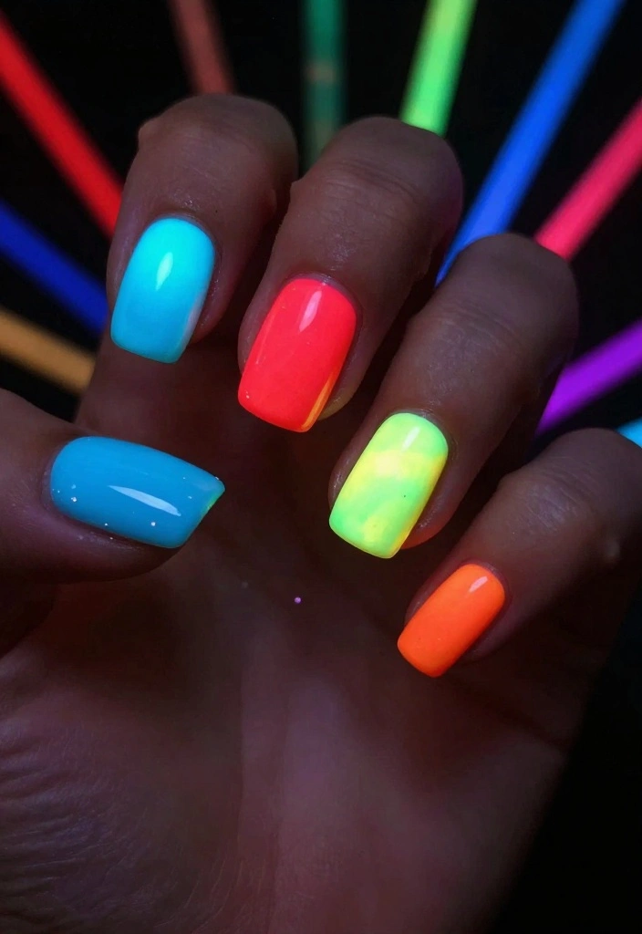 15 Must-Try Glue On Nail Trends That Will Elevate Your Style Instantly! - 15. Glow in the Dark Fun 1