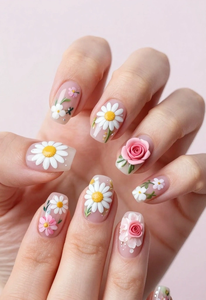 15 Must-Try Glue On Nail Trends That Will Elevate Your Style Instantly! - 2. Floral Fantasy 1