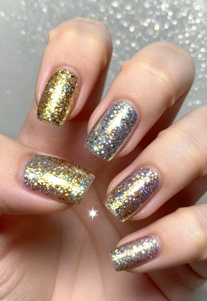 15 Must-Try Glue On Nail Trends That Will Elevate Your Style Instantly! - 3. Glitter Galore 1