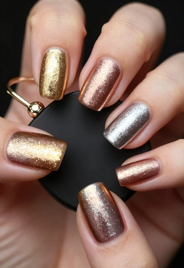15 Must-Try Glue On Nail Trends That Will Elevate Your Style Instantly! - 4. Metallic Magic 1