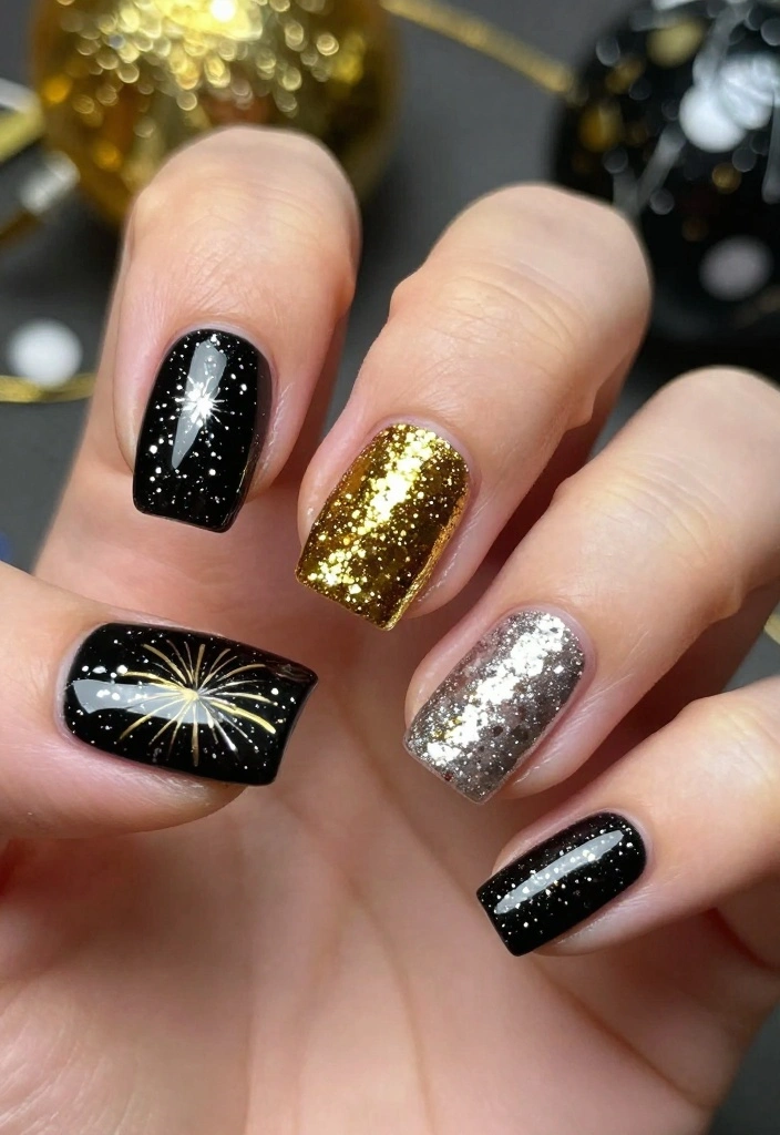 15 Must-Try Winter Acrylic Nails to Elevate Your Style Game This Season! - 15. New Year’s Sparkle 1