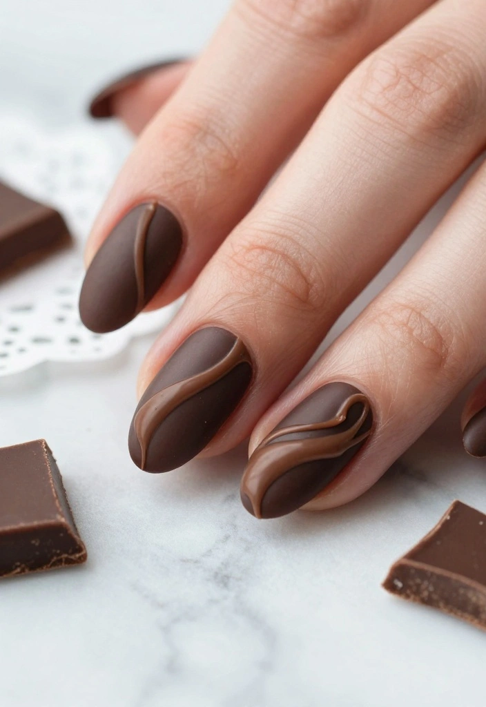 15 Stunning Brown Acrylic Nails Designs You Need to Try Right Now! - 1. Chocolate Drizzle Delight 1