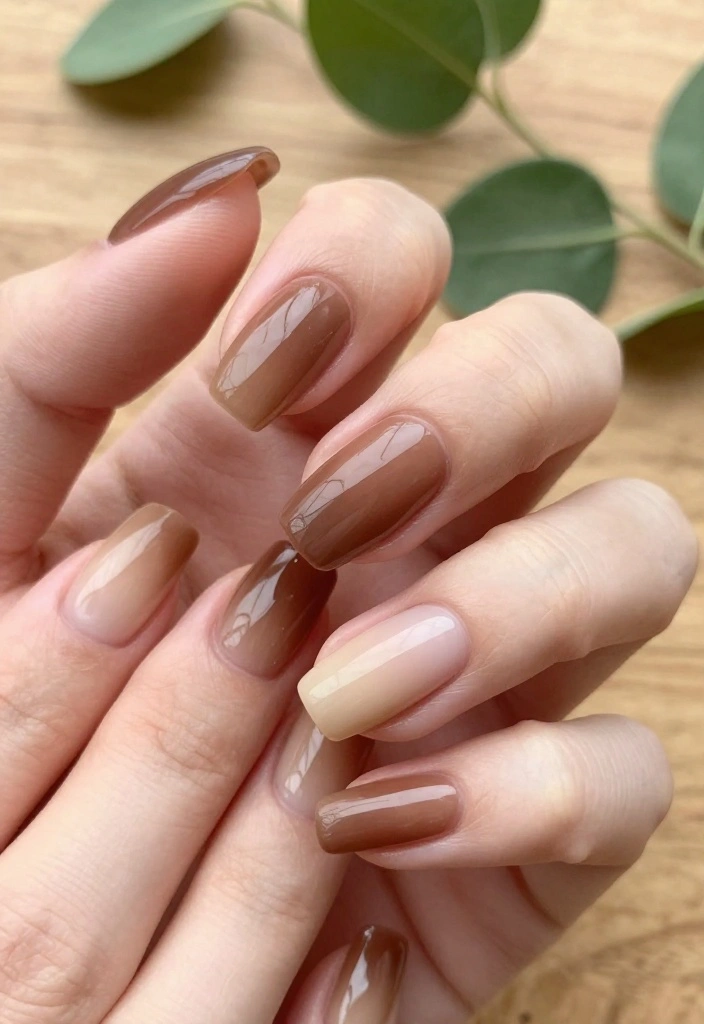 15 Stunning Brown Acrylic Nails Designs You Need to Try Right Now! - 2. Earthy Ombré Elegance 1