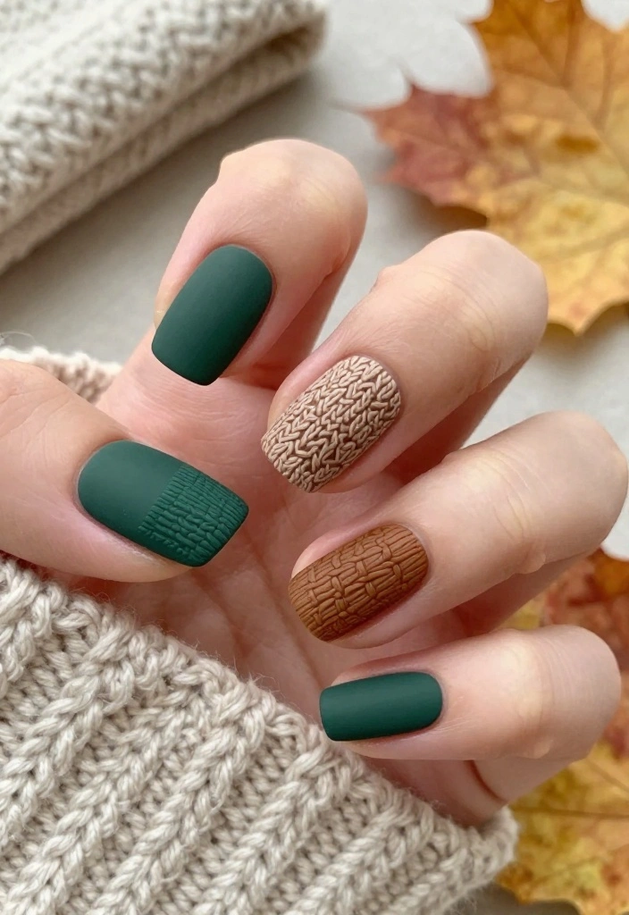 15 Stunning Fall Acrylic Nails Designs You’ll Want to Show Off All Season! - 1. Cozy Sweater Textures 1