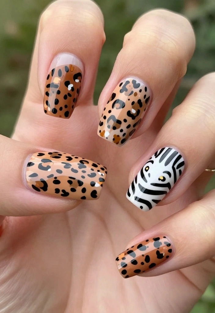 15 Stunning Fall Acrylic Nails Designs You’ll Want to Show Off All Season! - 10. Playful Animal Prints 1