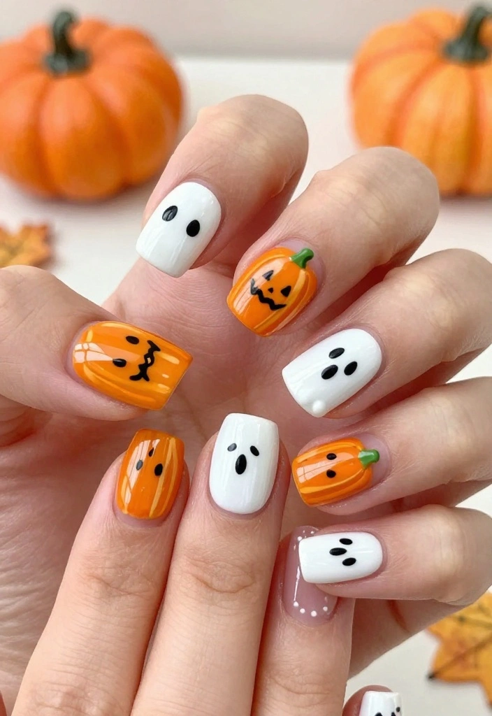 15 Stunning Fall Acrylic Nails Designs You’ll Want to Show Off All Season! - 12. Whimsical Cartoon Elements 1