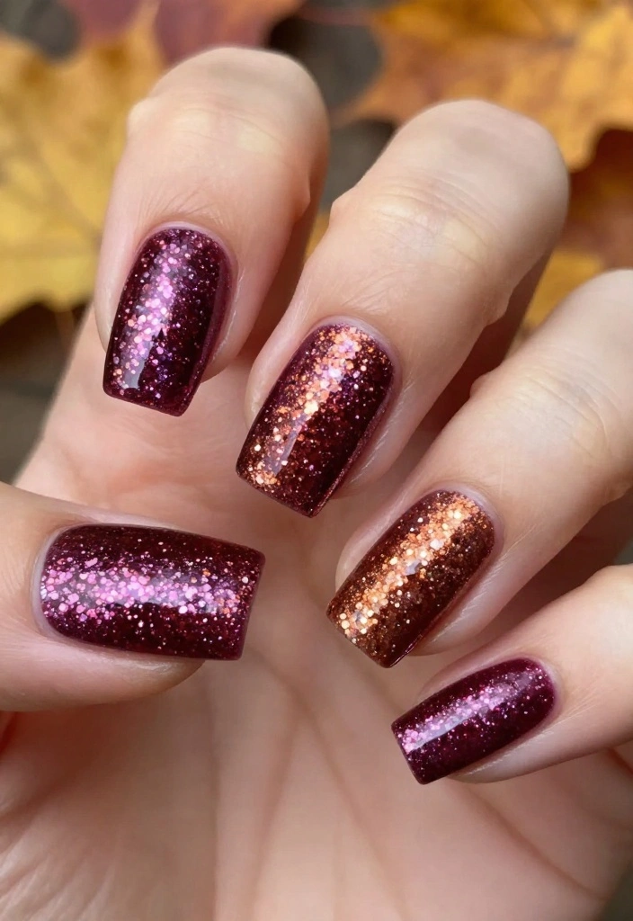15 Stunning Fall Acrylic Nails Designs You’ll Want to Show Off All Season! - 13. Textured Glitter Dips 1