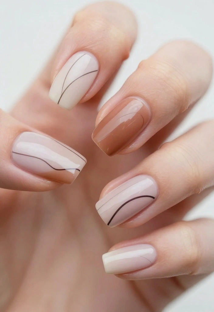 15 Stunning Fall Acrylic Nails Designs You’ll Want to Show Off All Season! - 14. Minimalist Lines and Shapes 1