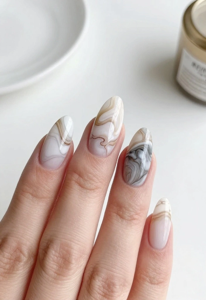 15 Stunning Fall Acrylic Nails Designs You’ll Want to Show Off All Season! - 5. Dazzling Marble Effects 1