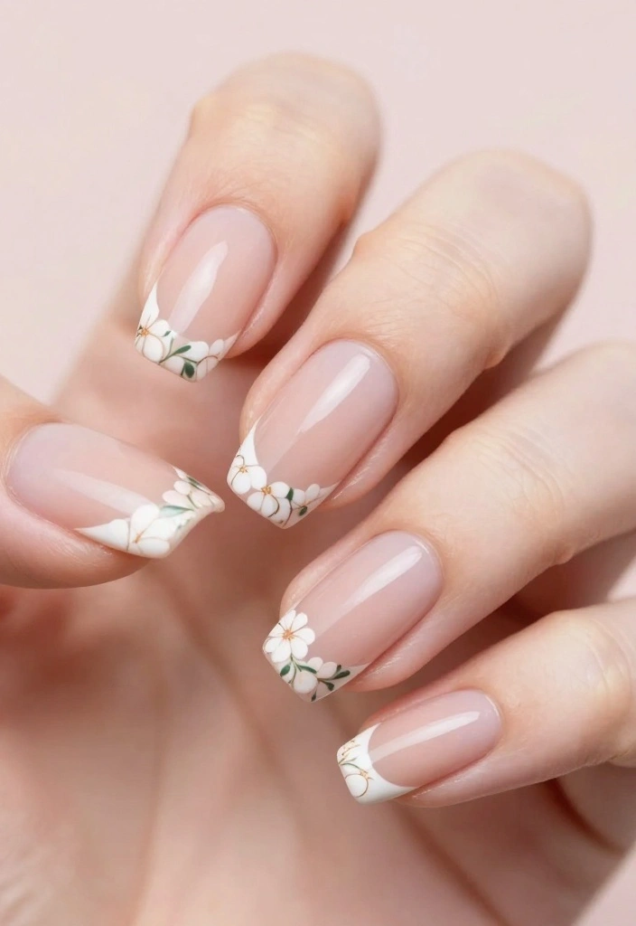 15 Stunning Floral Nail Designs to Elevate Your Summer Style - 10. Classic French Floral Tips 1