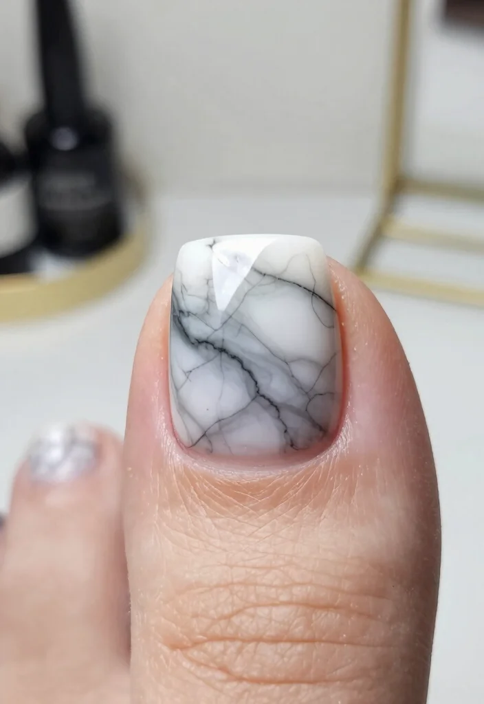 15 Stunning Pedicure Nail Art Designs You Need to Try This Summer! - 11. Marble Effect 1