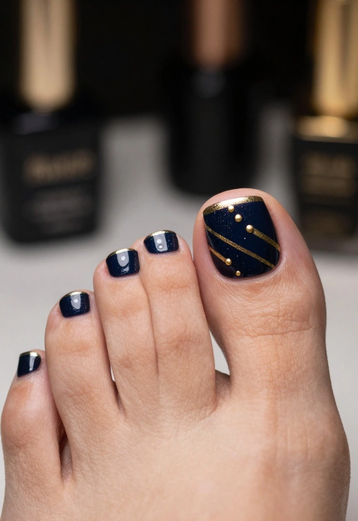 15 Stunning Pedicure Nail Art Designs You Need to Try This Summer! - 9. Metallic Accents 1