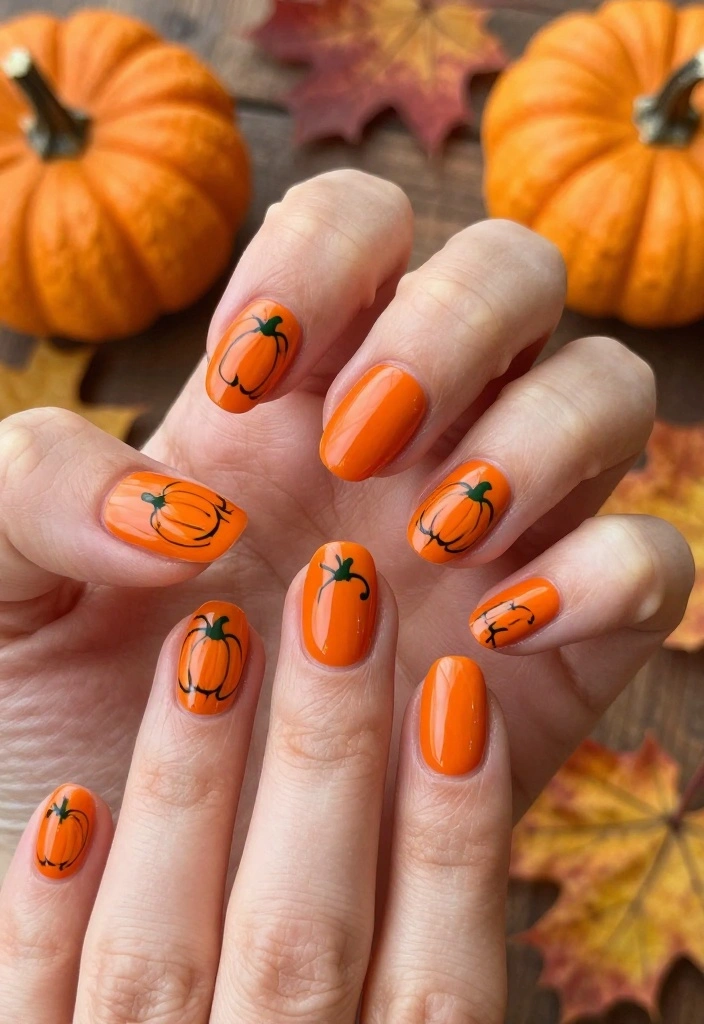 15 Stunning Zombie Nail Inspirations That'll Make Your Halloween Unforgettable (You Have to Try #4!) - 10. Pumpkin Patch 1