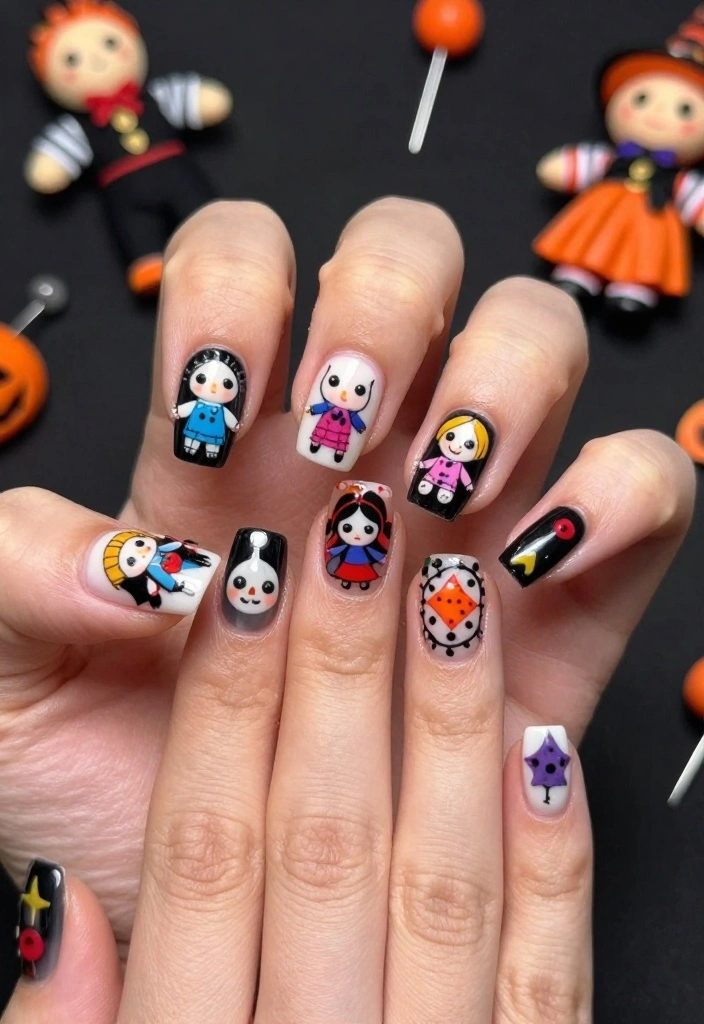 15 Stunning Zombie Nail Inspirations That'll Make Your Halloween Unforgettable (You Have to Try #4!) - 14. Voodoo Doll 1