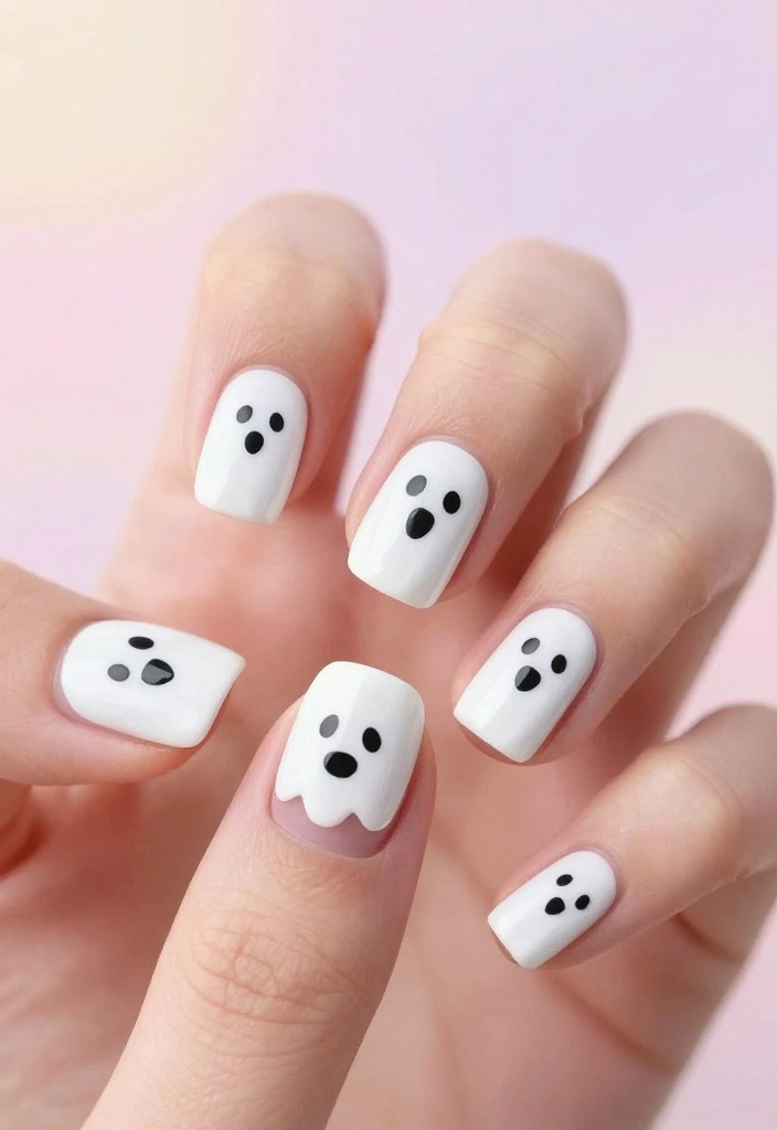15 Stunning Zombie Nail Inspirations That'll Make Your Halloween Unforgettable (You Have to Try #4!) - 8. Spooky Little Ghosts 1