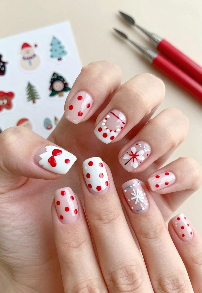 15 Styles for Perfect Red Polka Dot Nails (You Won't Believe #3!) - 12. Seasonal Red Polka Dots 1