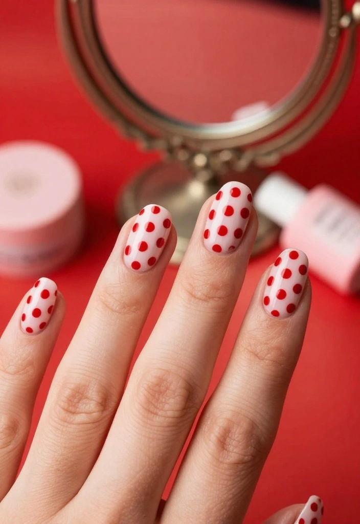 15 Styles for Perfect Red Polka Dot Nails (You Won't Believe #3!) - 14. Vintage Red Polka Dots 1