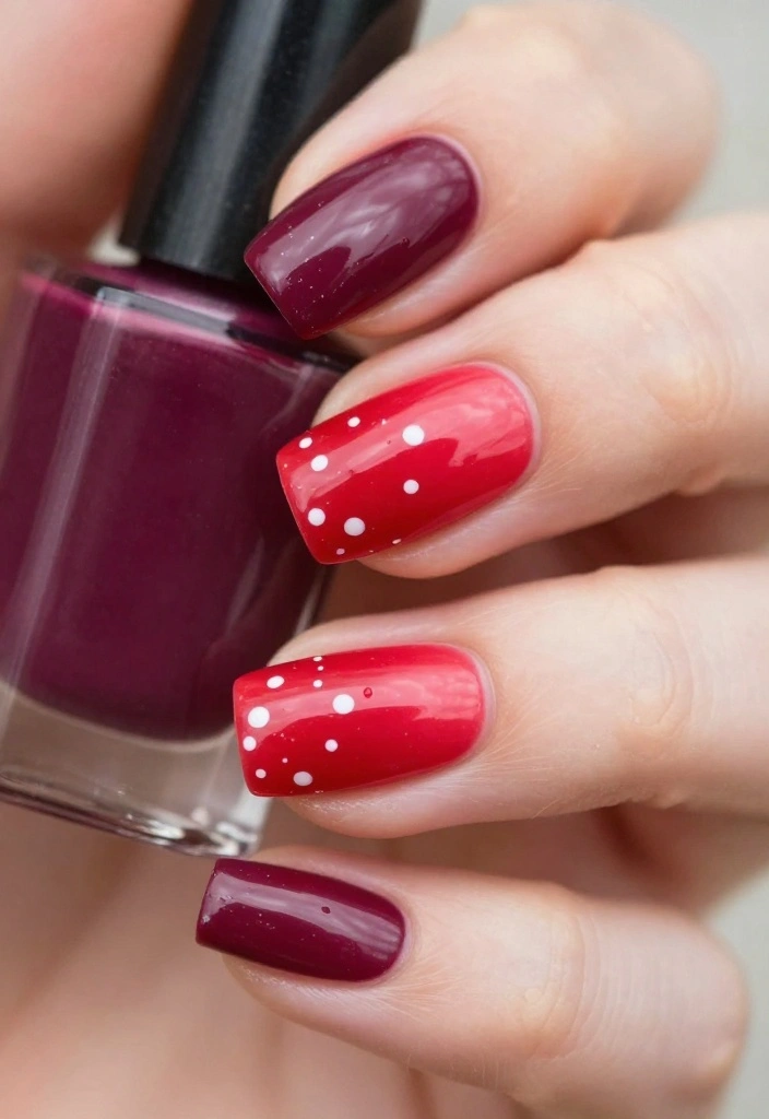 15 Styles for Perfect Red Polka Dot Nails (You Won't Believe #3!) - 2. Ombre Red Polka Dots 1