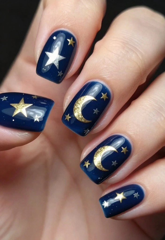 15 Trendy Angel Nails That Are Pure Magic (Don't Miss #8!) - 5. Celestial Stars and Moons 1