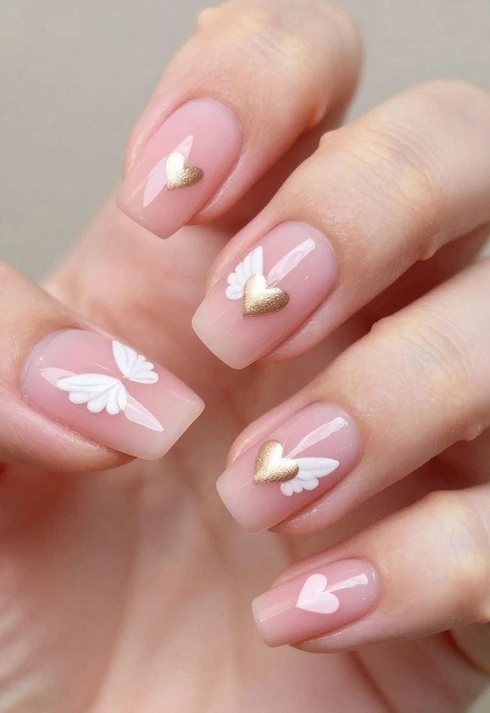 15 Trendy Angel Nails That Are Pure Magic (Don't Miss #8!) - 7. Winged Heart Designs 1