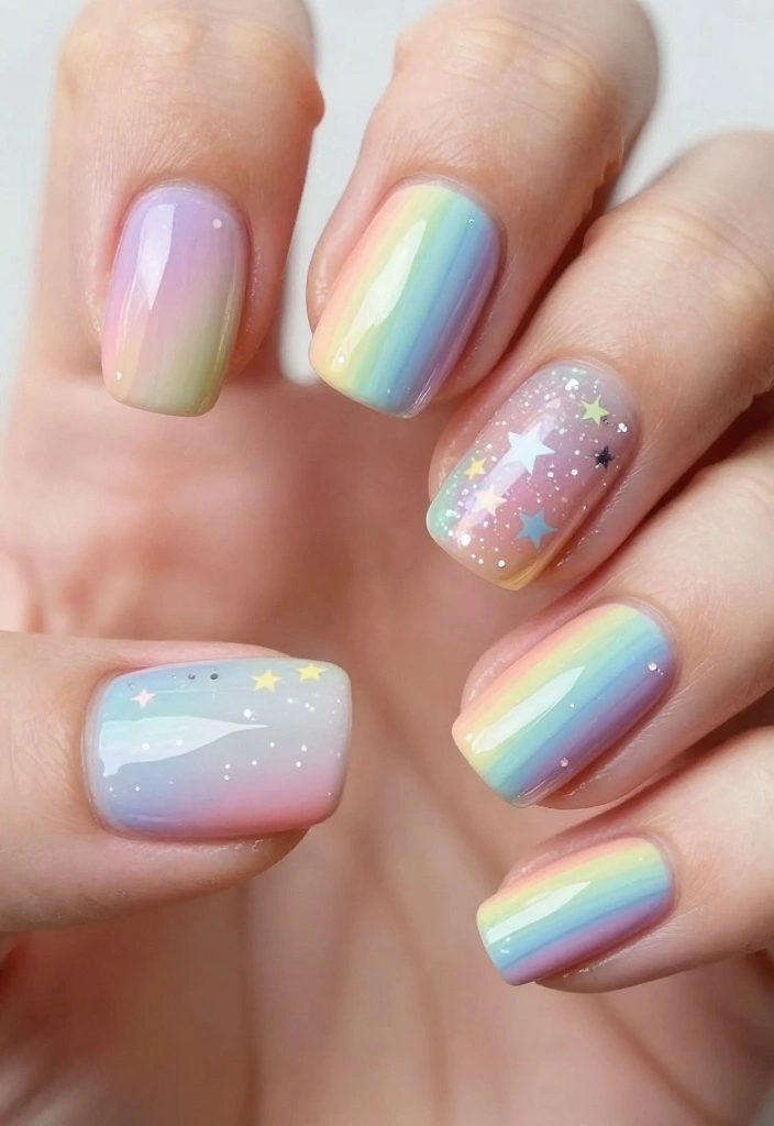 15 Trendy Angel Nails That Are Pure Magic (Don't Miss #8!) - 8. Rainbow Angel Nails (Don't Miss This!) 1