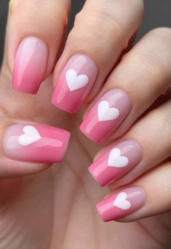 15 Trendy Valentine's Day Nail Designs That Will Make You Fall in Love (Wait Until You See #3!) - 14. Blushing Ombre Hearts 1