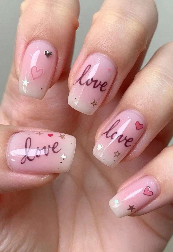 15 Trendy Valentine's Day Nail Designs That Will Make You Fall in Love (Wait Until You See #3!) - 7. Love Message Nails 1