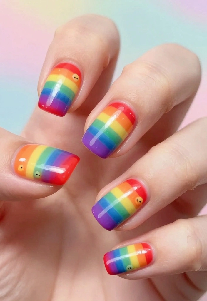 16 Adorable Smiski Nails That Are Just Too Cute to Ignore! - 1. Rainbow Smiski Delight 1