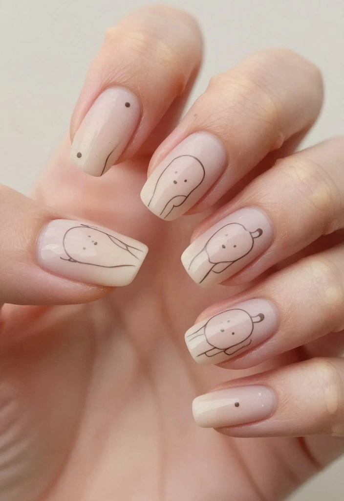 16 Adorable Smiski Nails That Are Just Too Cute to Ignore! - 10. Minimalist Smiski 1