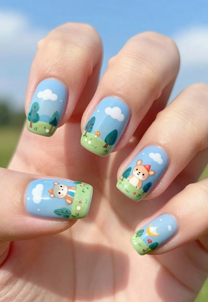 16 Adorable Smiski Nails That Are Just Too Cute to Ignore! - 13. Smiski Adventure 1