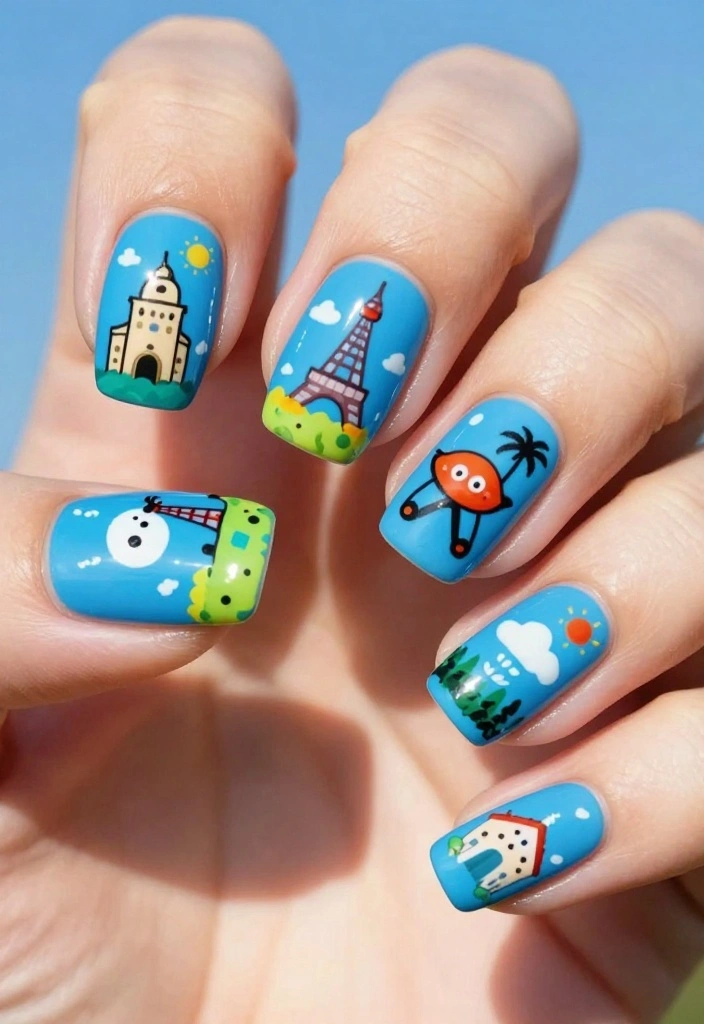 16 Adorable Smiski Nails That Are Just Too Cute to Ignore! - 15. Smiski Around the World 1