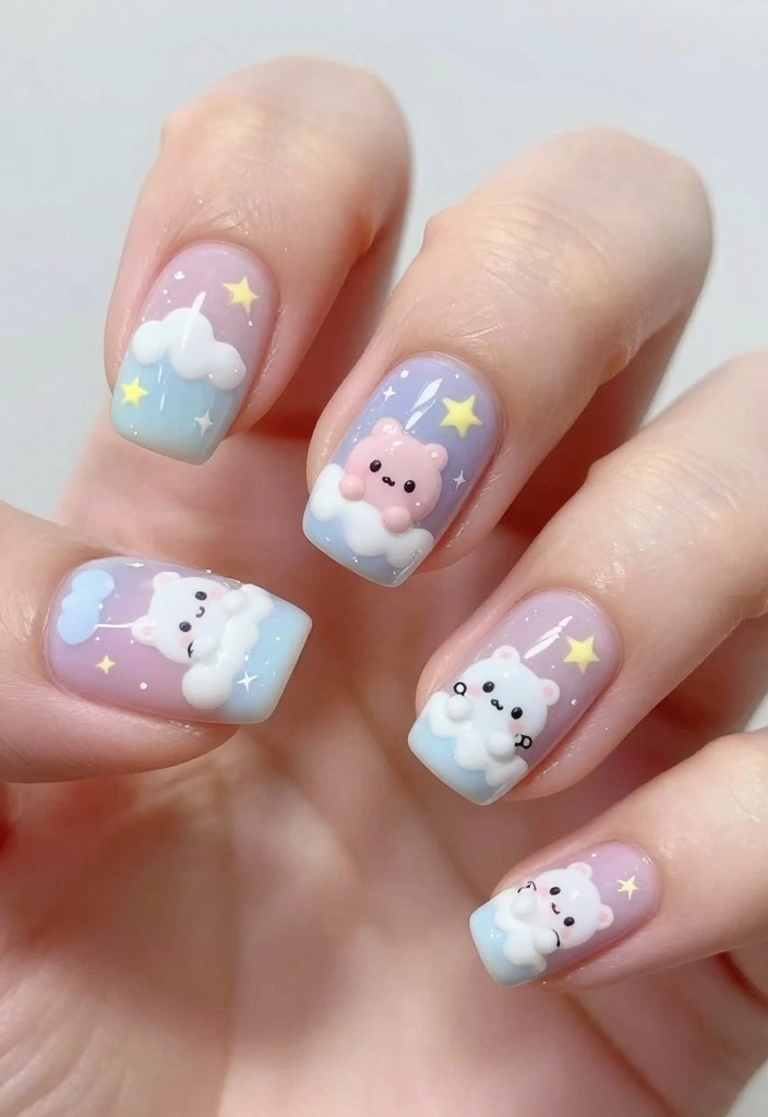 16 Adorable Smiski Nails That Are Just Too Cute to Ignore! - 16. Whimsical Smiski Dreams 1