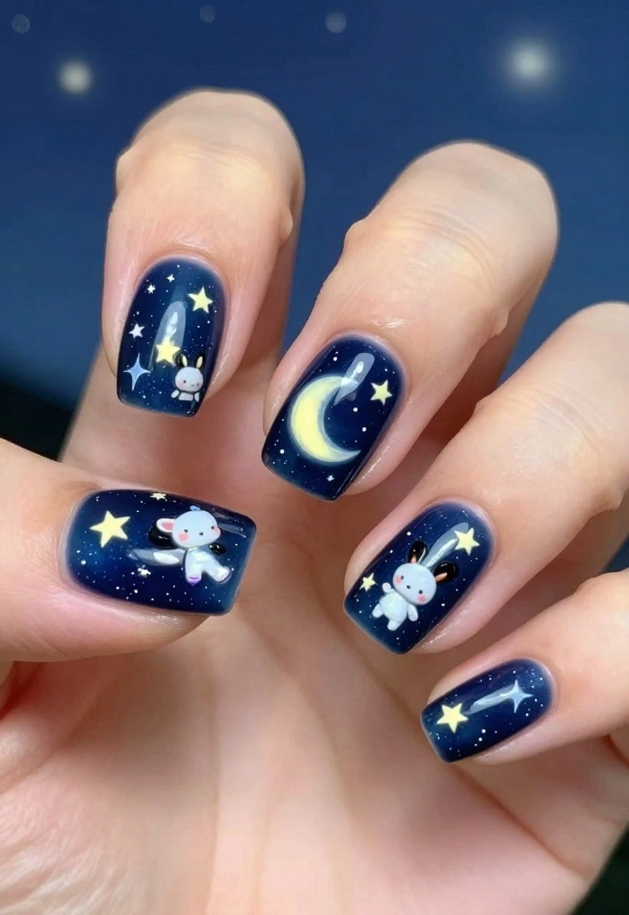 16 Adorable Smiski Nails That Are Just Too Cute to Ignore! - 2. Celestial Smiski Nails 1