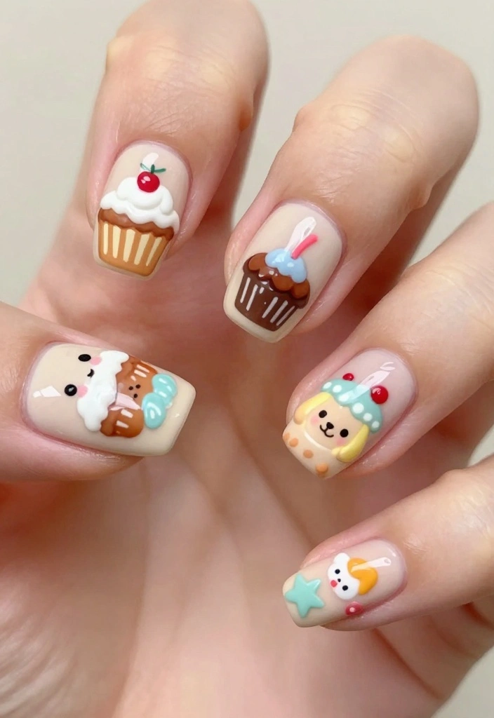 16 Adorable Smiski Nails That Are Just Too Cute to Ignore! - 4. Sweet Treat Smiski Nails 1