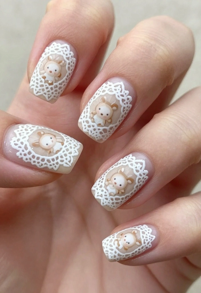 16 Adorable Smiski Nails That Are Just Too Cute to Ignore! - 6. Vintage Smiski Charm 1