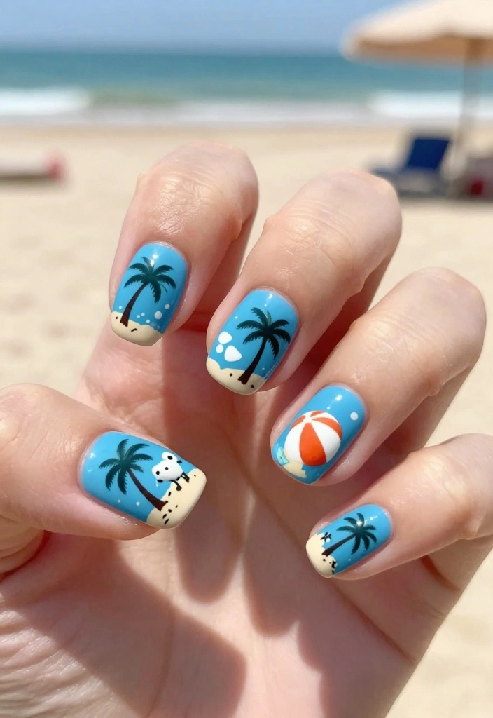 16 Adorable Smiski Nails That Are Just Too Cute to Ignore! - 9. Aloha Smiski 1
