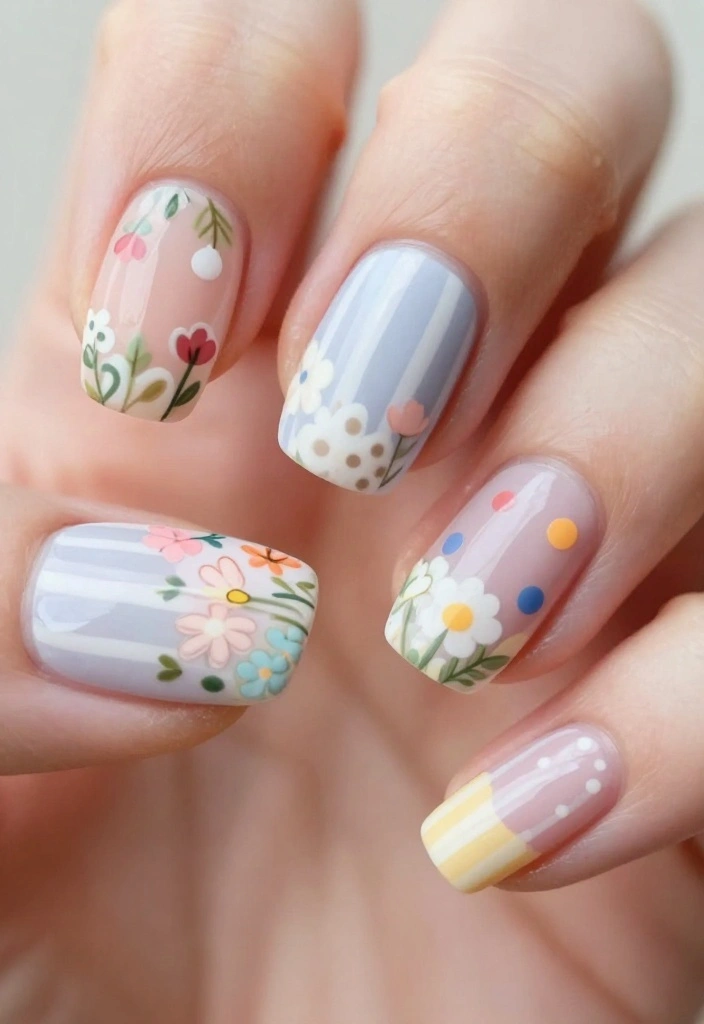 16 Affordable Casual Nail Ideas You Didn’t Know You Needed - 13. Mixed Patterns 1