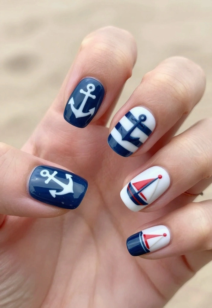 16 Artistic Nail Polish Designs That Are Pure Masterpieces (You’ll Want to Copy #10!) - 11. Nautical Vibes 1