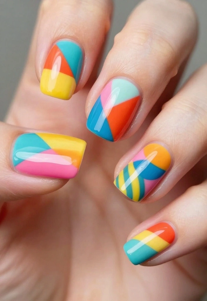 16 Artistic Nail Polish Designs That Are Pure Masterpieces (You’ll Want to Copy #10!) - 2. Colorful Geometric Patterns 1