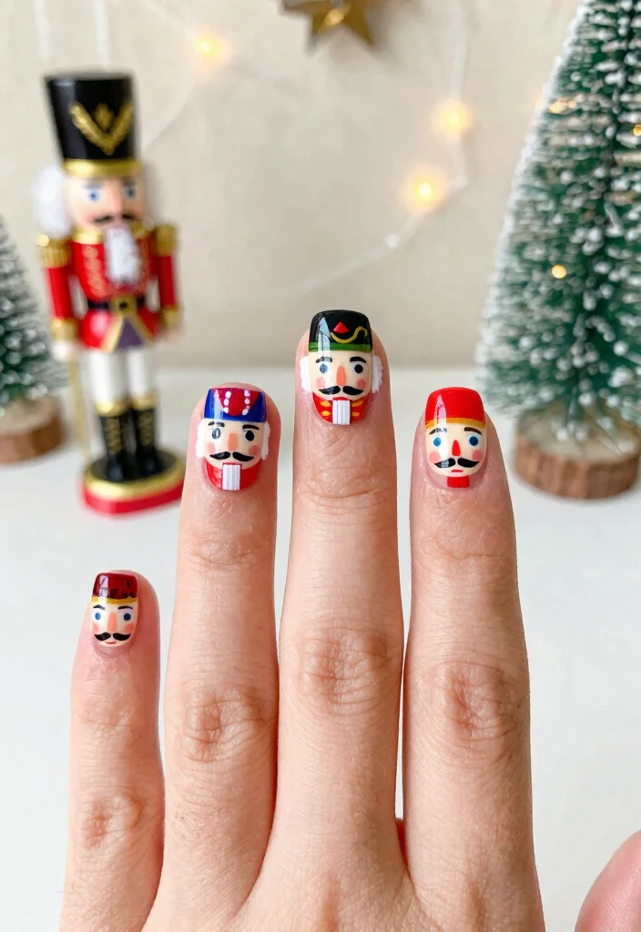 16 DIY Christmas Nail Ideas That Are So Fun, You'll Want to Host a Nail Party! - 10. Nutcracker Magic 1