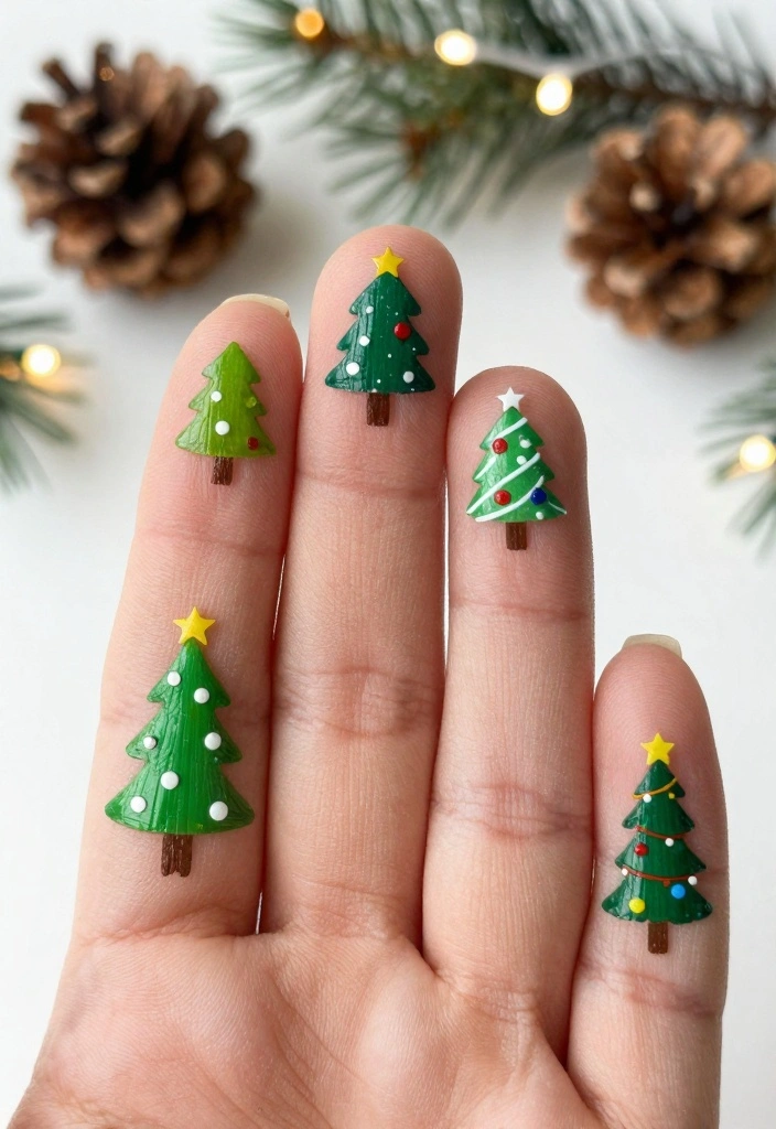 16 DIY Christmas Nail Ideas That Are So Fun, You'll Want to Host a Nail Party! - 12. Christmas Trees 1
