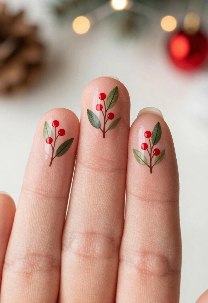 16 DIY Christmas Nail Ideas That Are So Fun, You'll Want to Host a Nail Party! - 13. Mistletoe Kisses 1