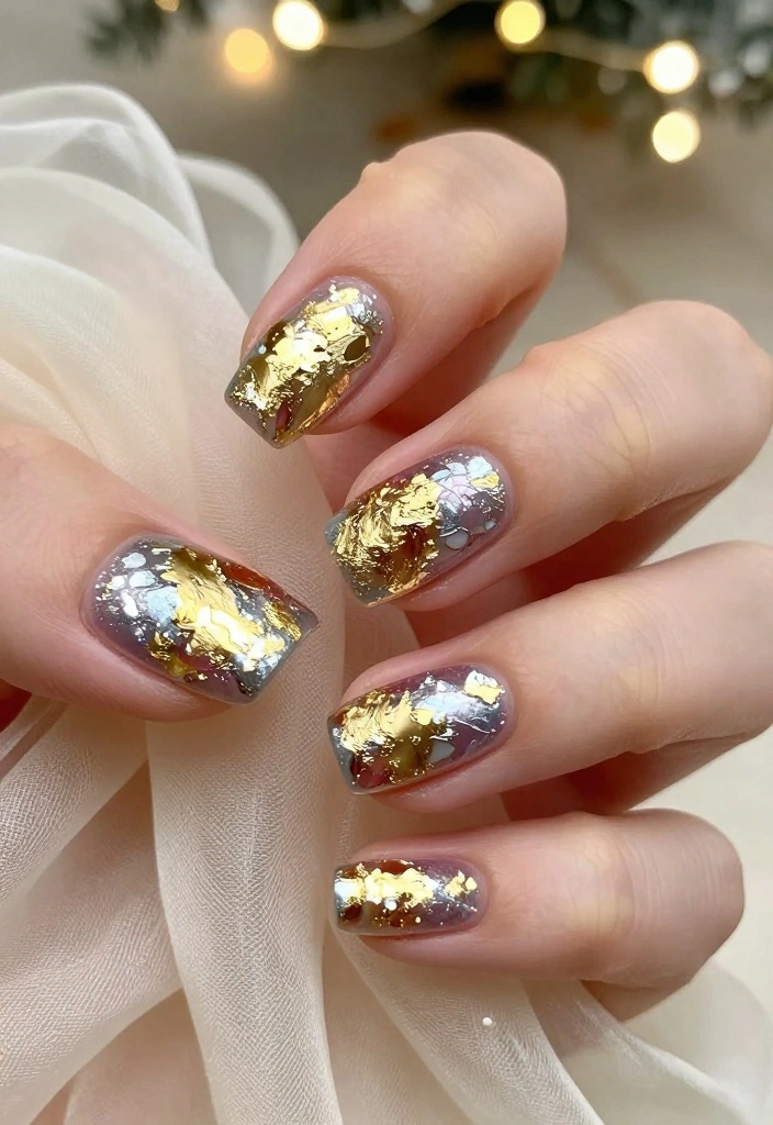 16 DIY Christmas Nail Ideas That Are So Fun, You'll Want to Host a Nail Party! - 16. Festive Foil 1