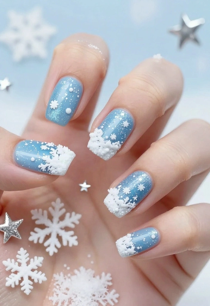 16 DIY Christmas Nail Ideas That Are So Fun, You'll Want to Host a Nail Party! - 2. Winter Wonderland 1