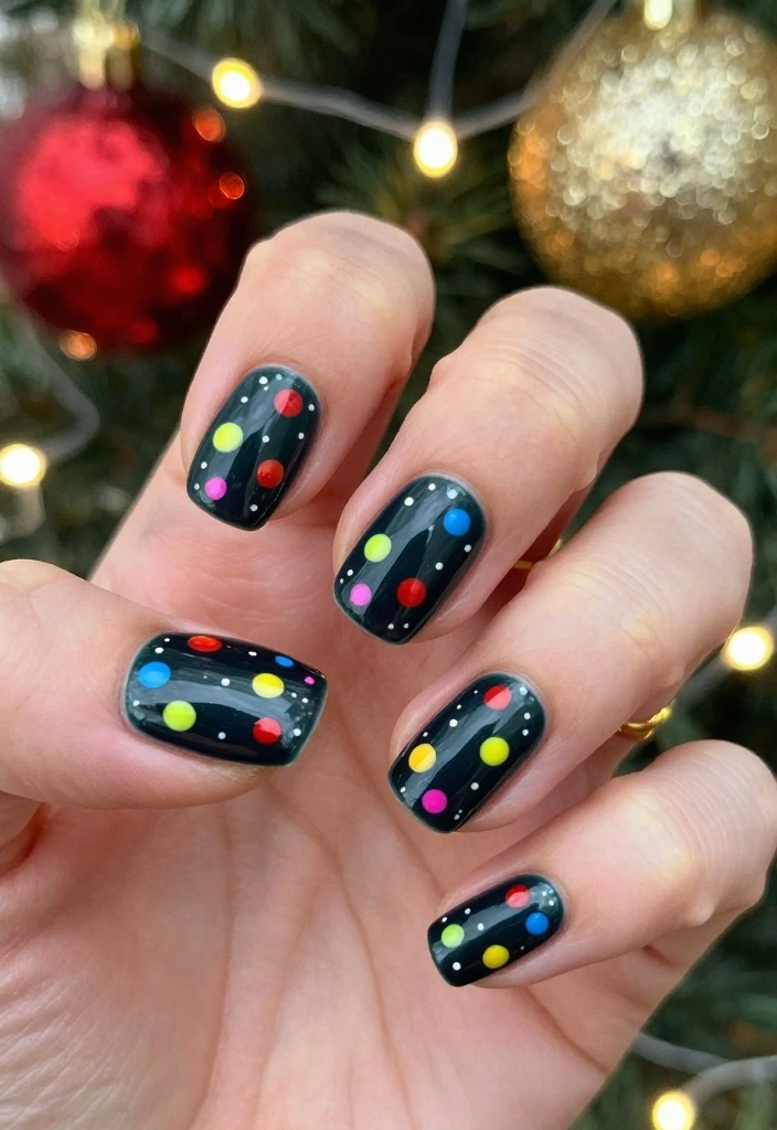 16 DIY Christmas Nail Ideas That Are So Fun, You'll Want to Host a Nail Party! - 4. Christmas Lights 1
