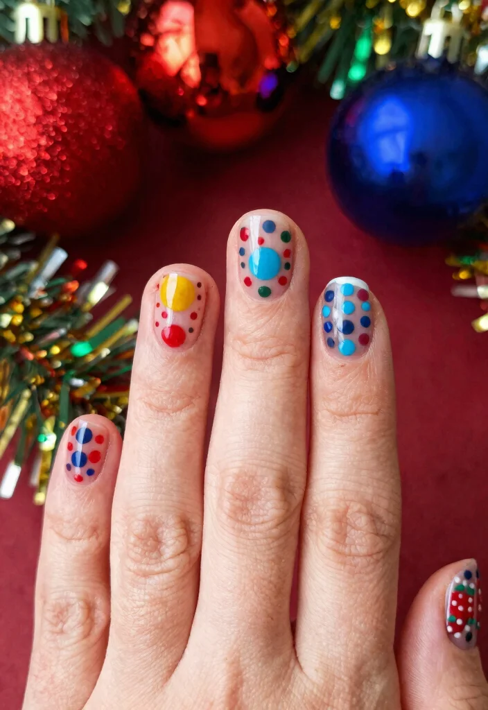 16 DIY Christmas Nail Ideas That Are So Fun, You'll Want to Host a Nail Party! - 9. Ornaments Galore 1