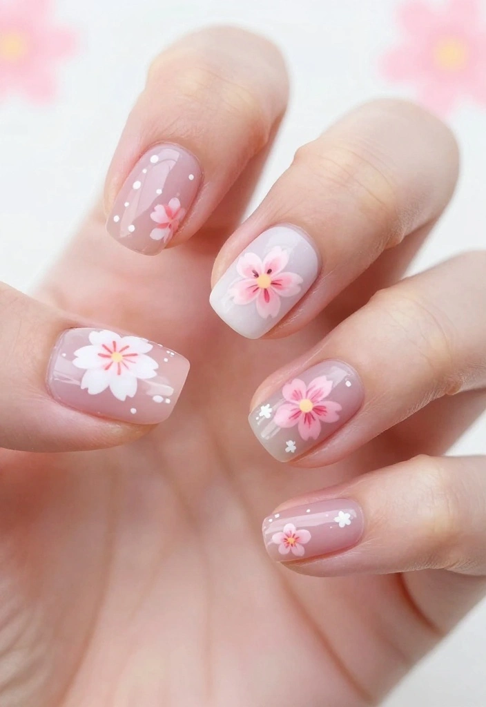 16 DIY Sakura Nails Tutorials That Will Leave Everyone in Awe! - 15. Sakura-Inspired Nail Art Stickers 1